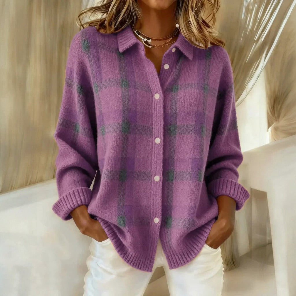Oversized cardigan för kvinnor med knappar framtill och långa ärmar