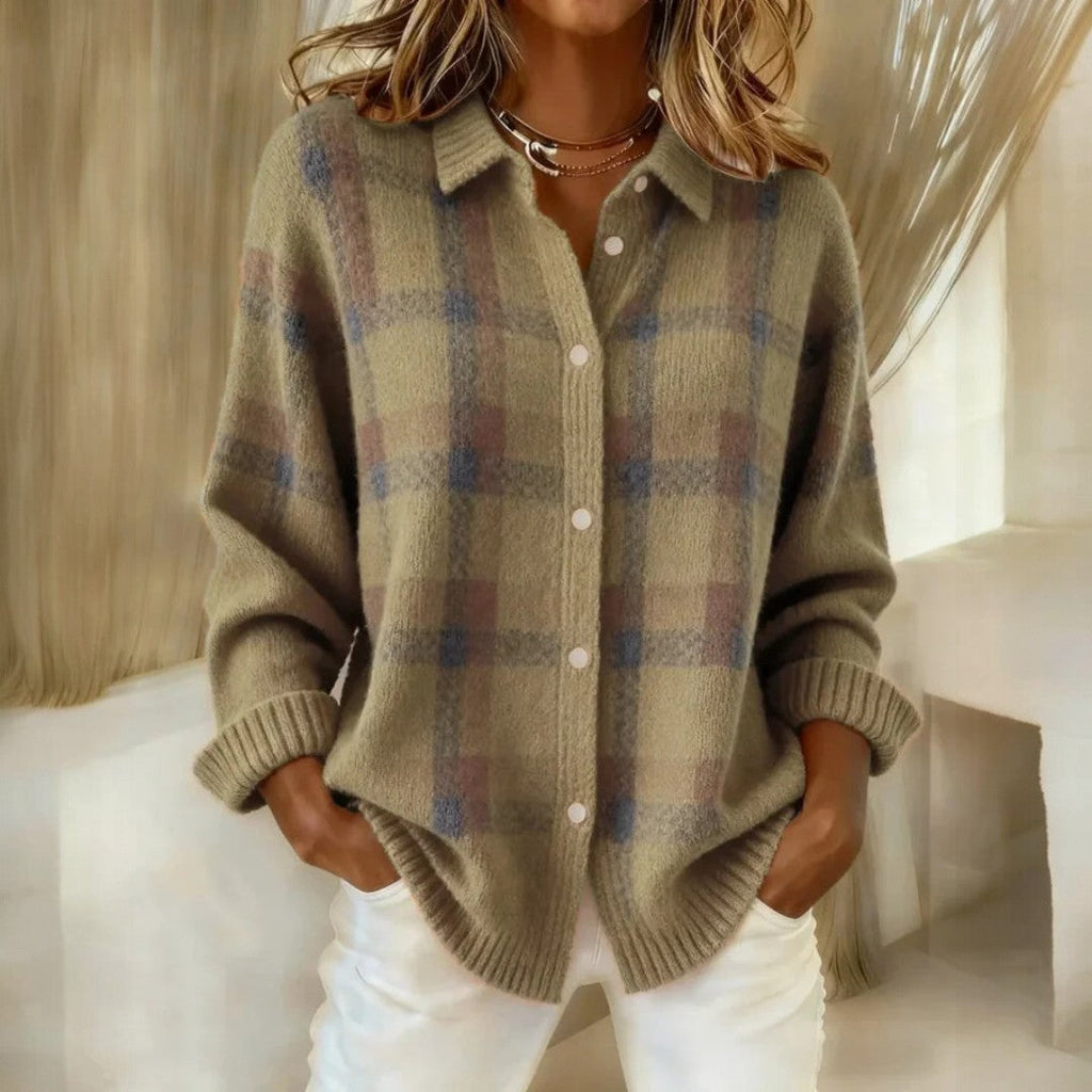 Oversized cardigan för kvinnor med knappar framtill och långa ärmar