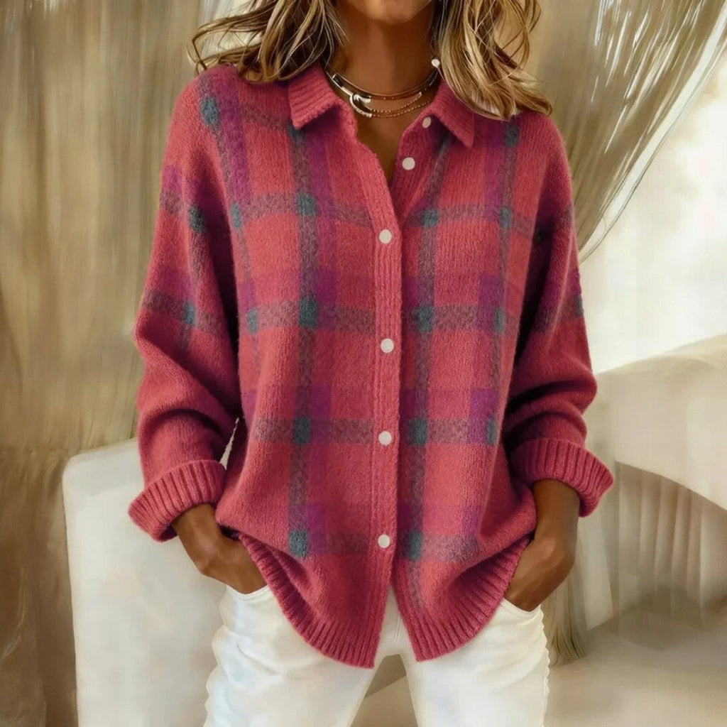 Oversized cardigan för kvinnor med knappar framtill och långa ärmar