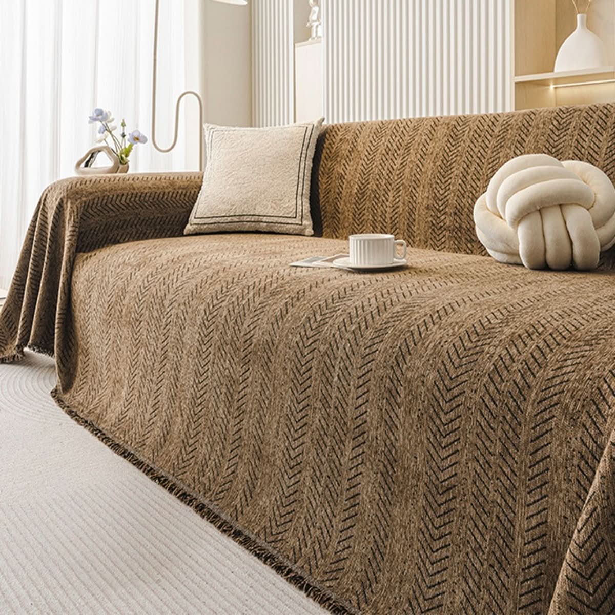 CozyWeave Chenille Sofa Cover Scratch-Resistant And Washable