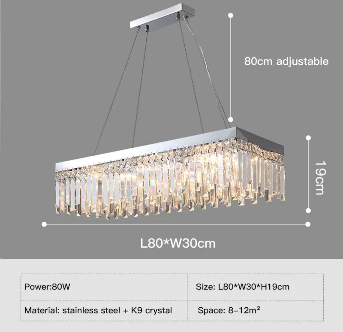 Empressa Crystal belysningskollektion med rustfrit stål og K9-krystaller
