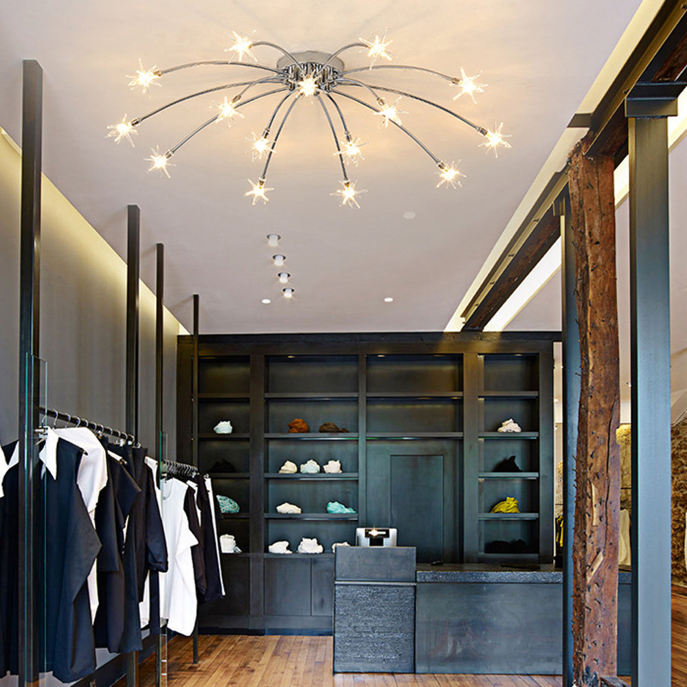 Stropní svítidlo z LED skla a kovu se semi-flush designem