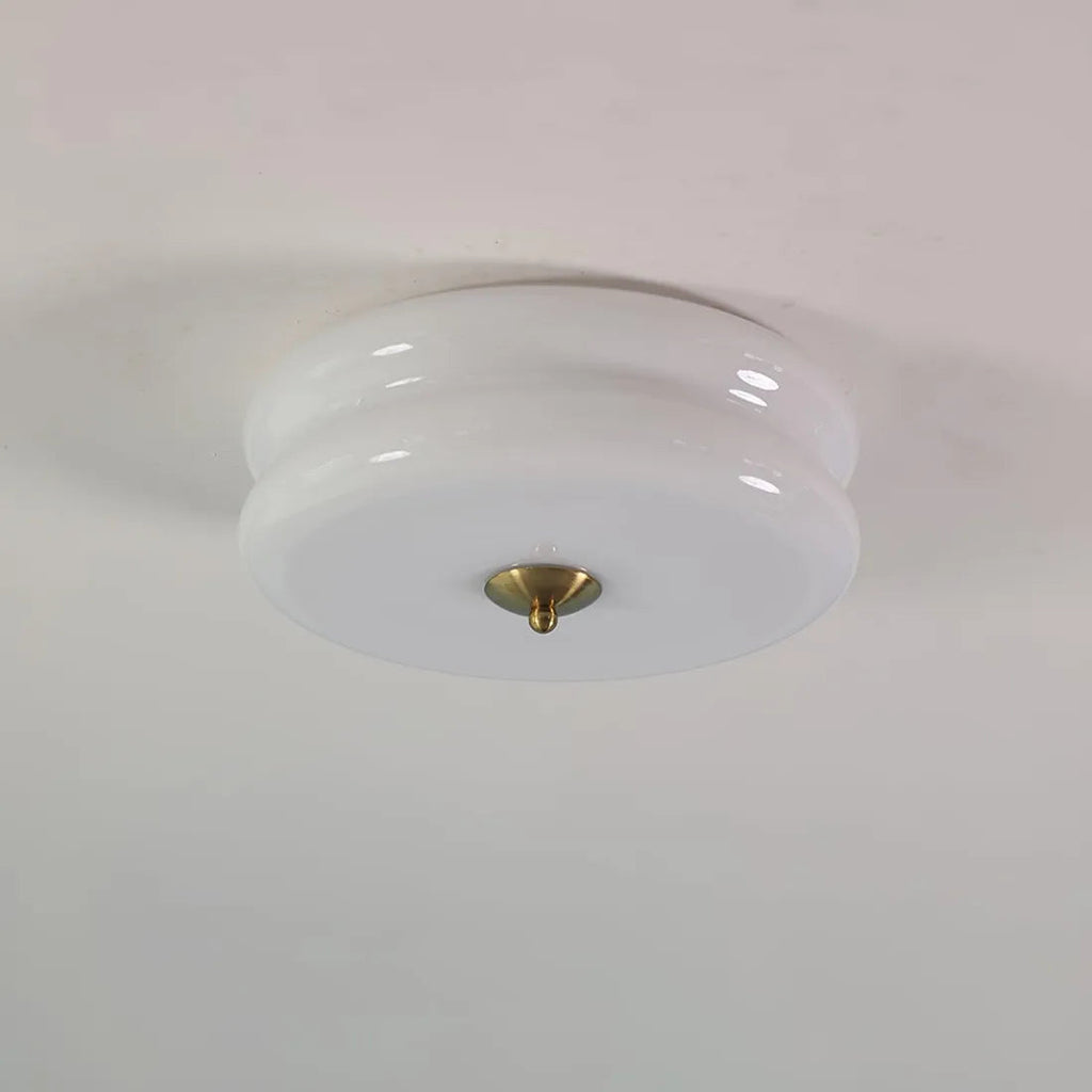 Lámpara de techo industrial de vidrio con LED en cromo dorado para comedores y salas de estar