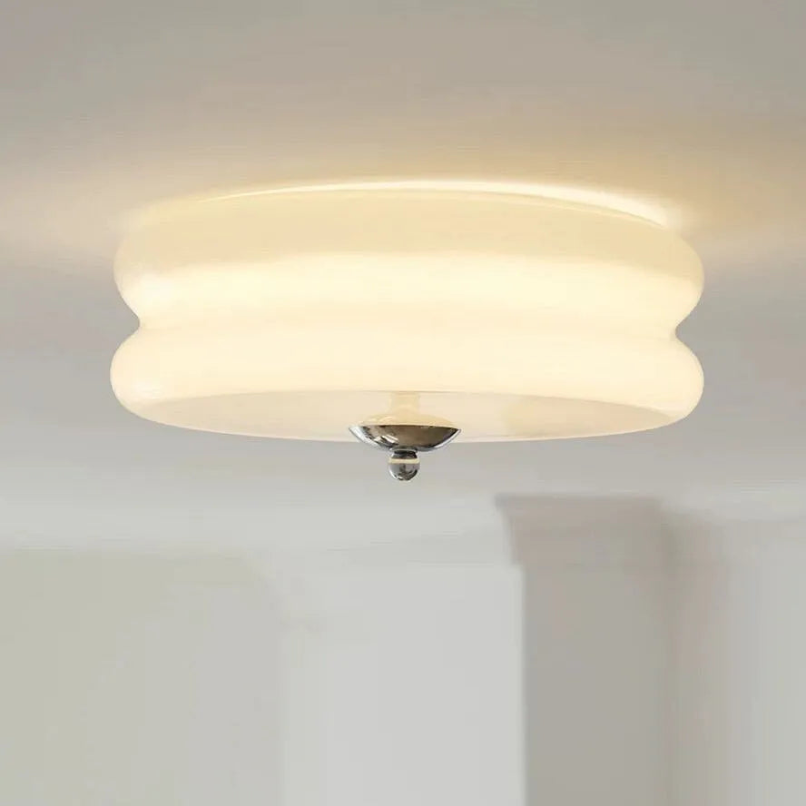 Lámpara de techo industrial de vidrio con LED en cromo dorado para comedores y salas de estar