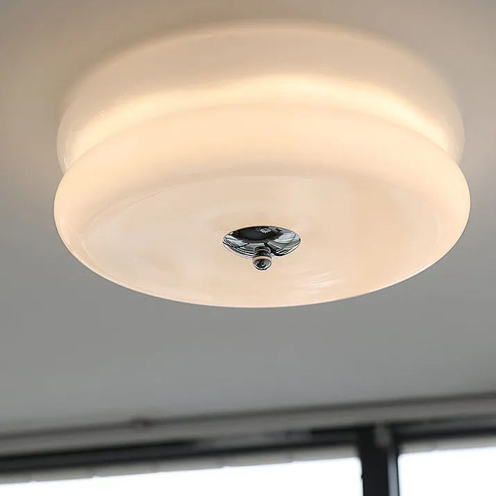 Lámpara de techo industrial de vidrio con LED en cromo dorado para comedores y salas de estar