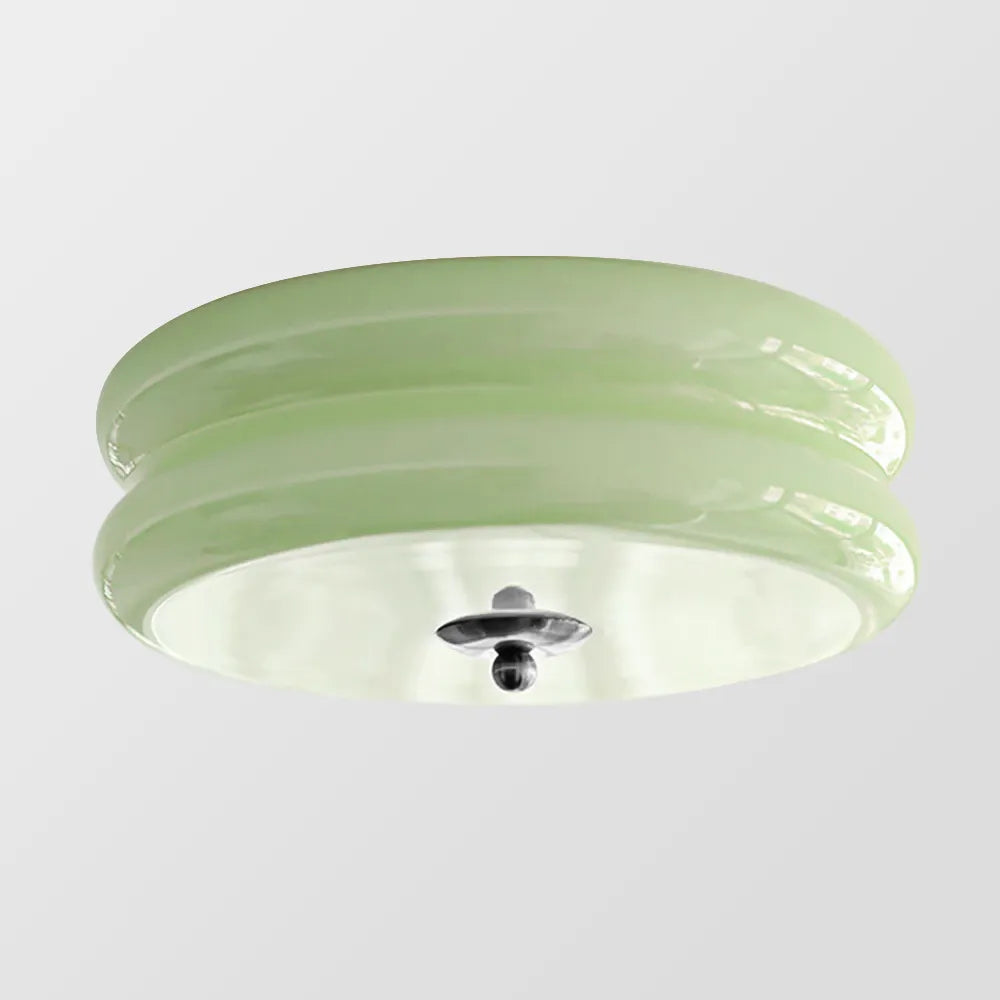 Lámpara de techo industrial de vidrio con LED en cromo dorado para comedores y salas de estar