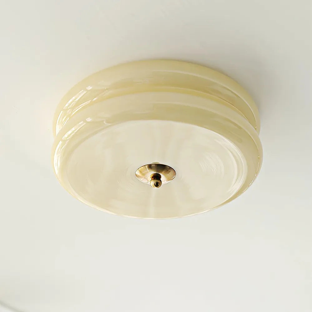 Lámpara de techo industrial de vidrio con LED en cromo dorado para comedores y salas de estar
