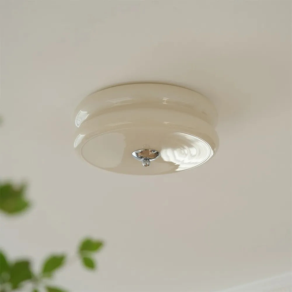 Lámpara de techo industrial de vidrio con LED en cromo dorado para comedores y salas de estar