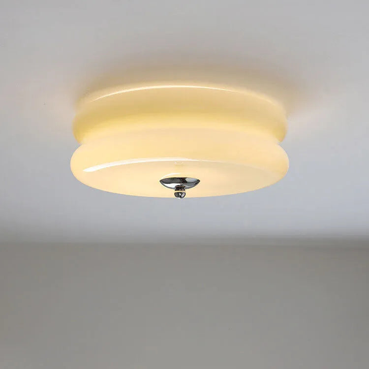 Lámpara de techo industrial de vidrio con LED en cromo dorado para comedores y salas de estar
