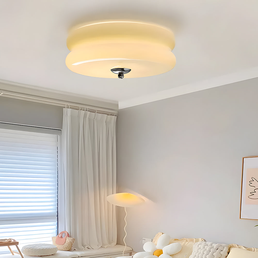 Lámpara de techo industrial de vidrio con LED en cromo dorado para comedores y salas de estar