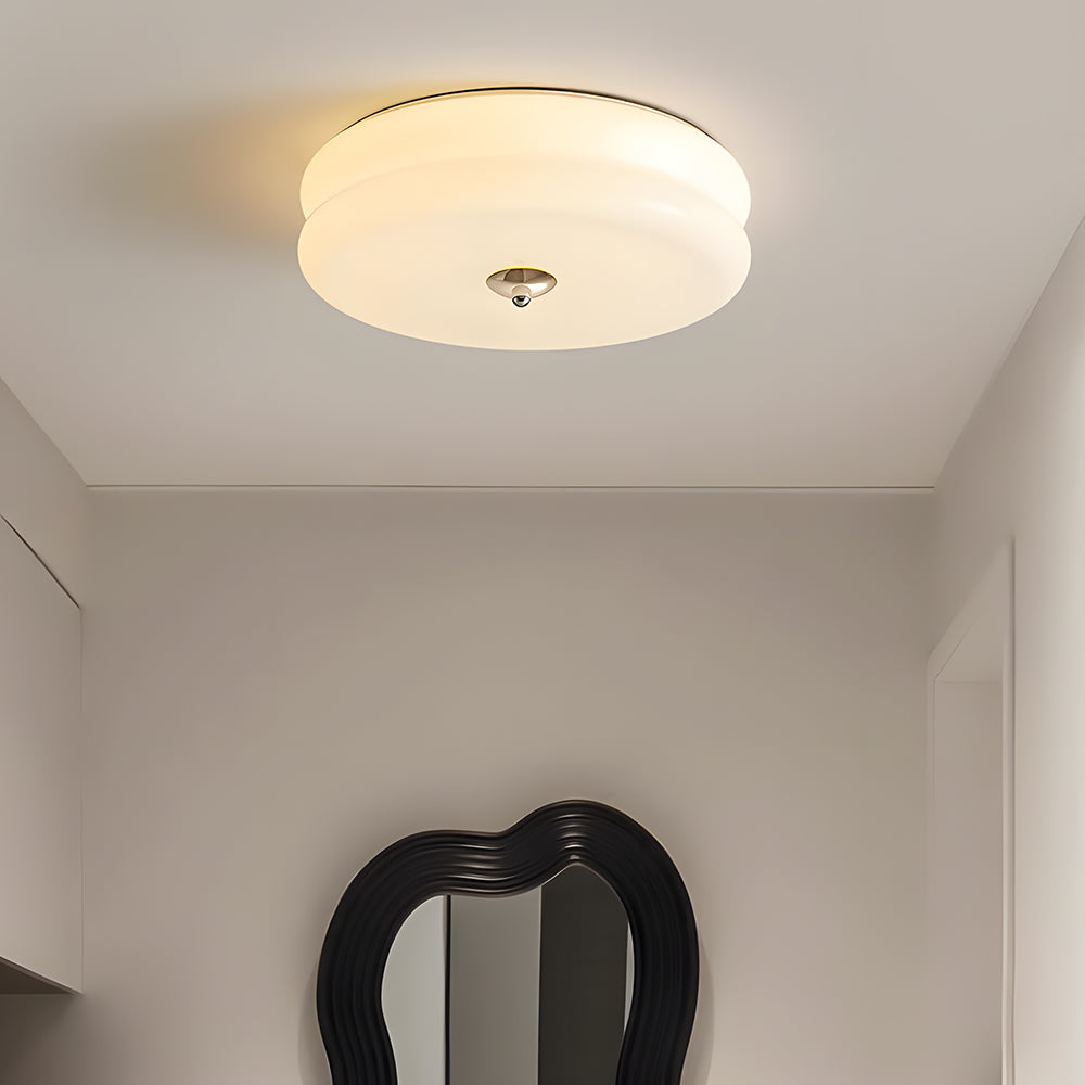 Lámpara de techo industrial de vidrio con LED en cromo dorado para comedores y salas de estar