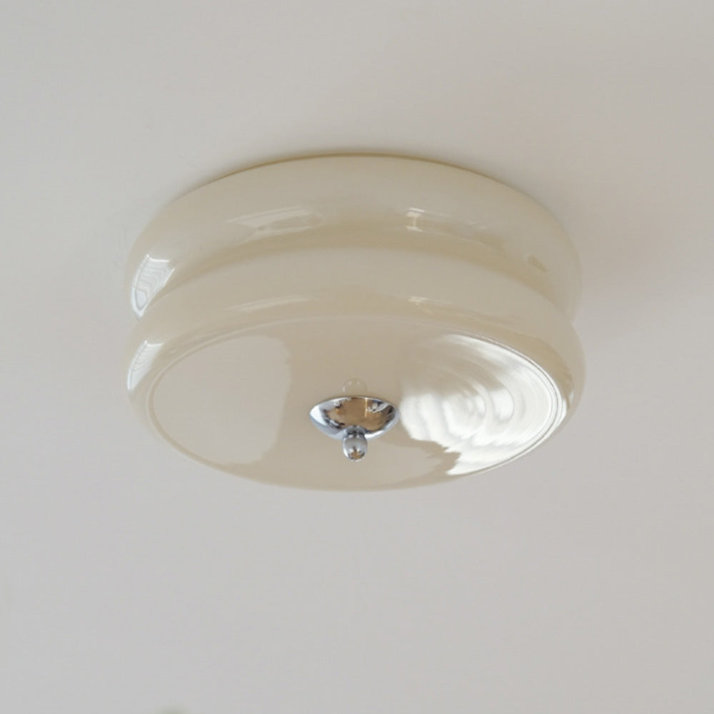 Lámpara de techo industrial de vidrio con LED en cromo dorado para comedores y salas de estar