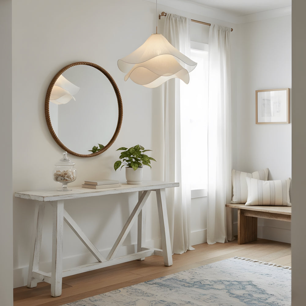 Plafonnier en tissu et métal à motif floral avec E27 pour salon, salle à manger, chambre à coucher