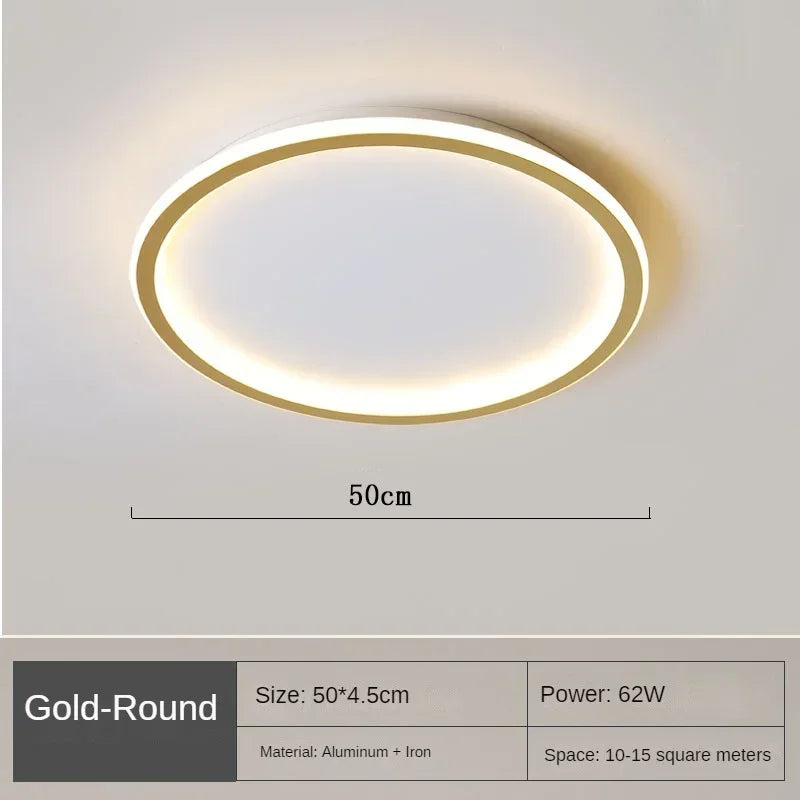 Lámpara de techo LED redonda escandinava de aluminio metálico para sala de estar