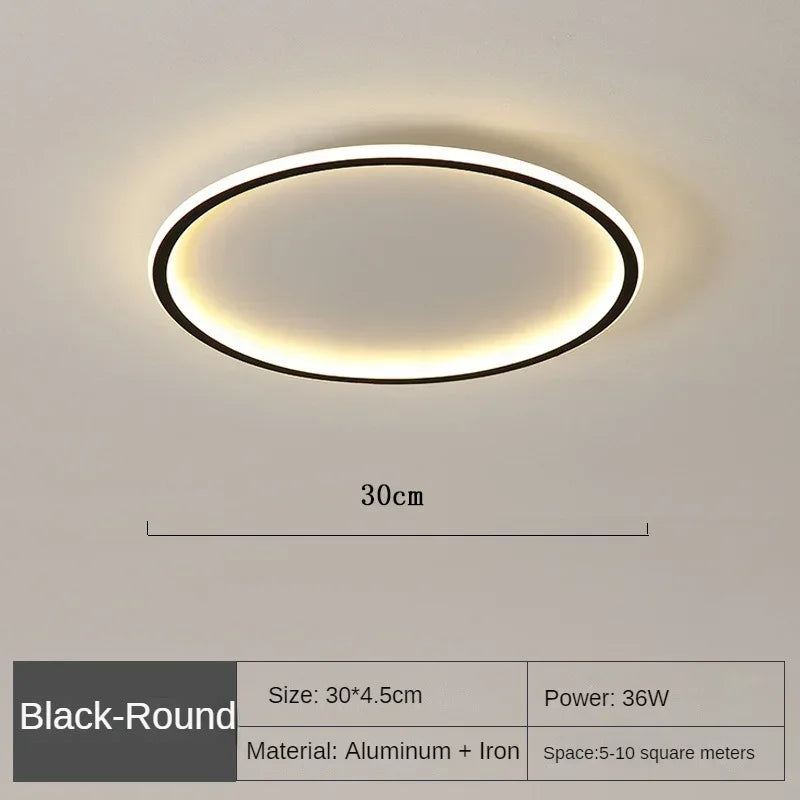 Lámpara de techo LED redonda escandinava de aluminio metálico para sala de estar
