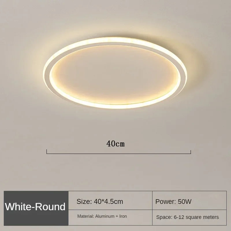Lámpara de techo LED redonda escandinava de aluminio metálico para sala de estar
