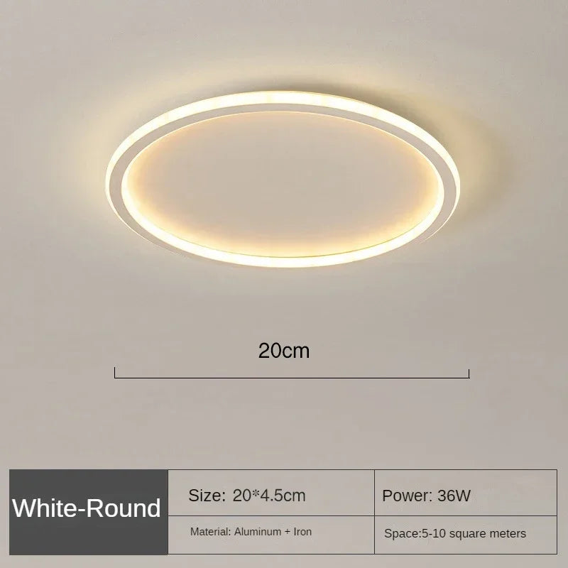 Lámpara de techo LED redonda escandinava de aluminio metálico para sala de estar