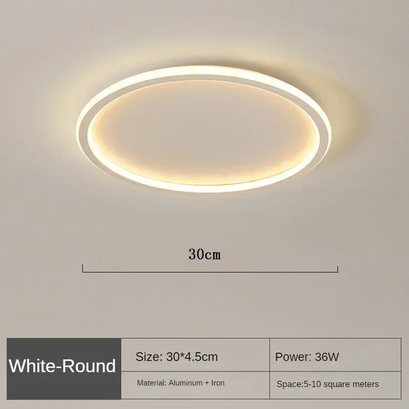 Lámpara de techo LED redonda escandinava de aluminio metálico para sala de estar