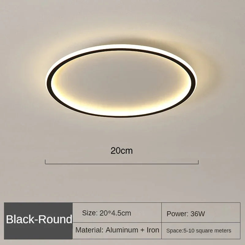 Lámpara de techo LED redonda escandinava de aluminio metálico para sala de estar