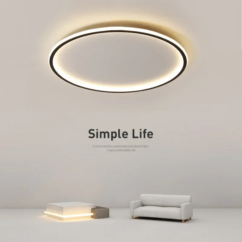 Lámpara de techo LED redonda escandinava de aluminio metálico para sala de estar