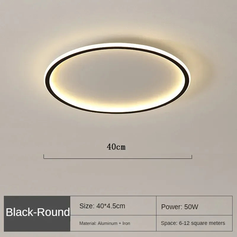 Lámpara de techo LED redonda escandinava de aluminio metálico para sala de estar