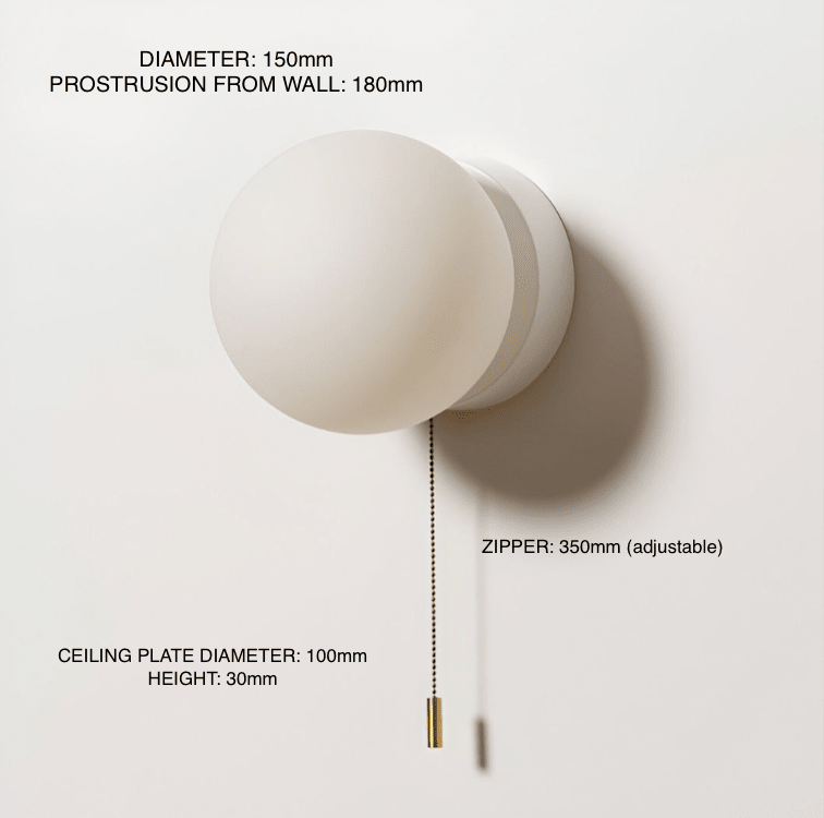 Applique da parete a globo in vetro LED con cordicella, design minimalista | Rosalyssa