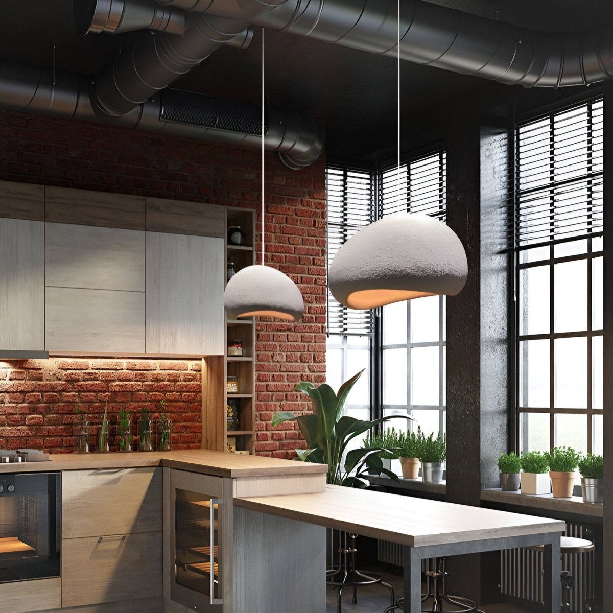 LED-hanglamp met koepelvormige fiberglas kap voor moderne plafondlamp | Rosalyssa