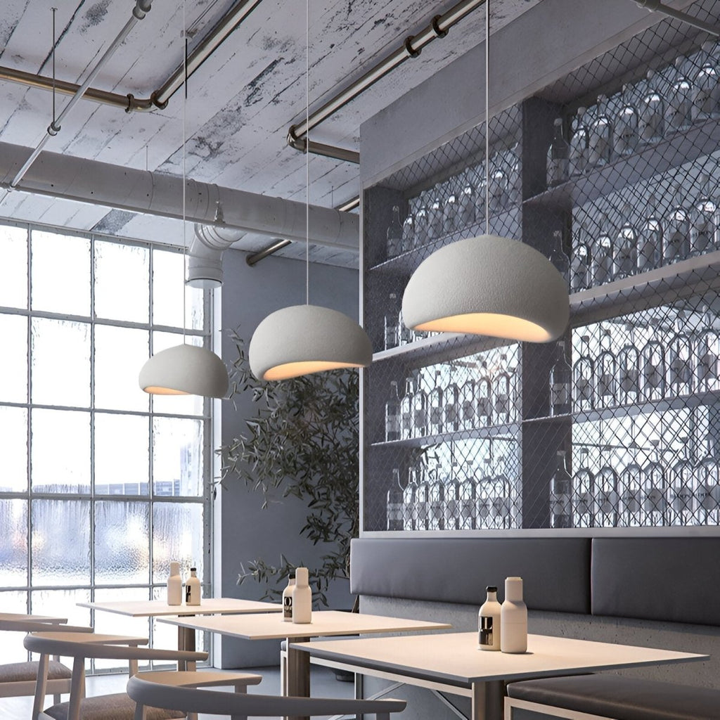 LED-hanglamp met koepelvormige fiberglas kap voor moderne plafondlamp | Rosalyssa