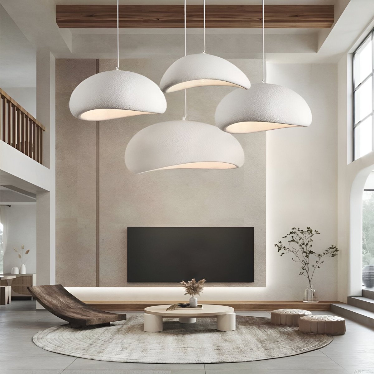LED-hanglamp met koepelvormige fiberglas kap voor moderne plafondlamp | Rosalyssa