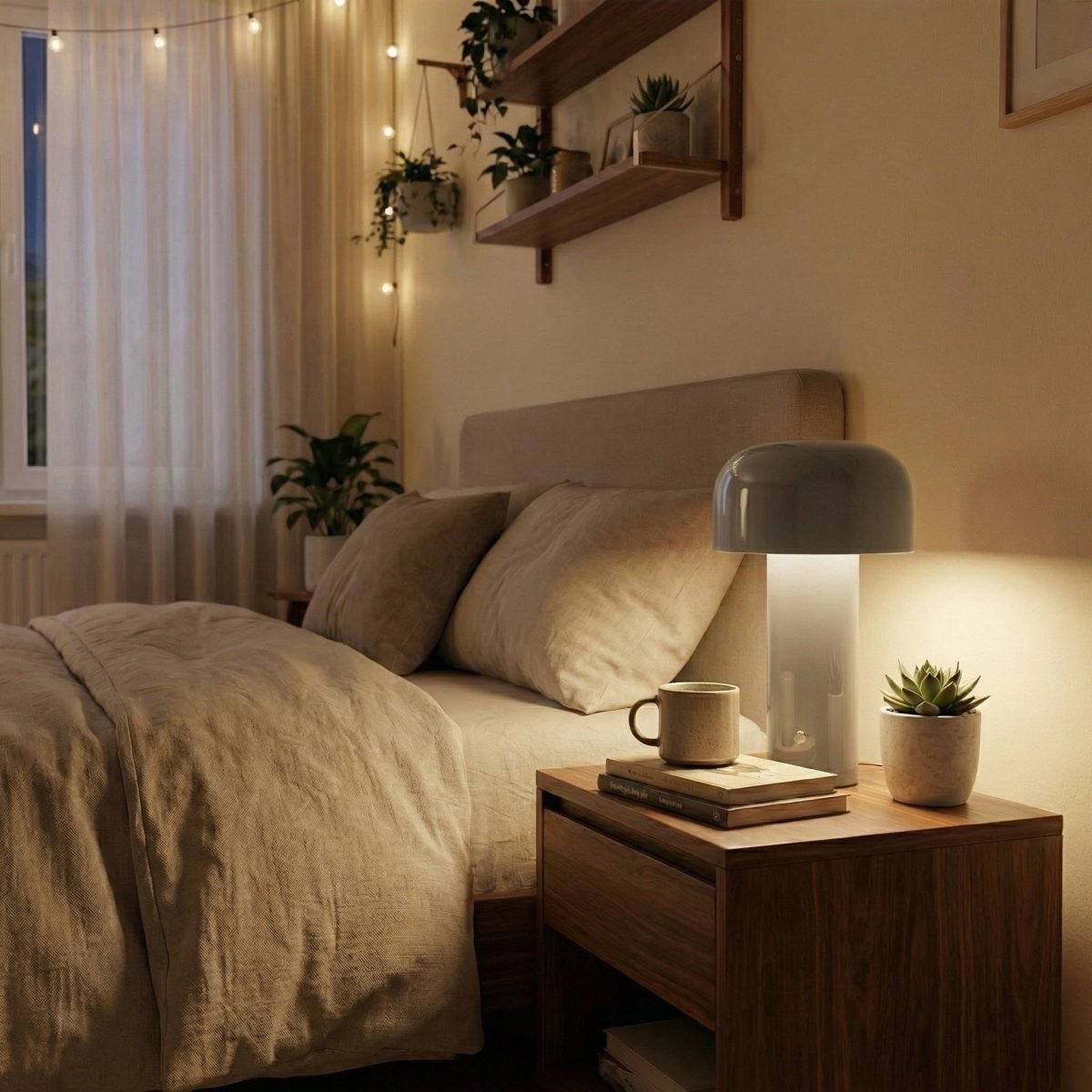Lampada da tavolo a LED con design a fungo e base in metallo, alta 12 pollici | Rosalyssa