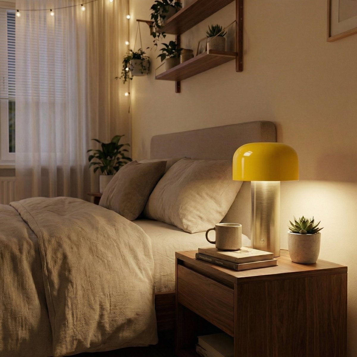 Lampada da tavolo a LED con design a fungo e base in metallo, alta 12 pollici | Rosalyssa