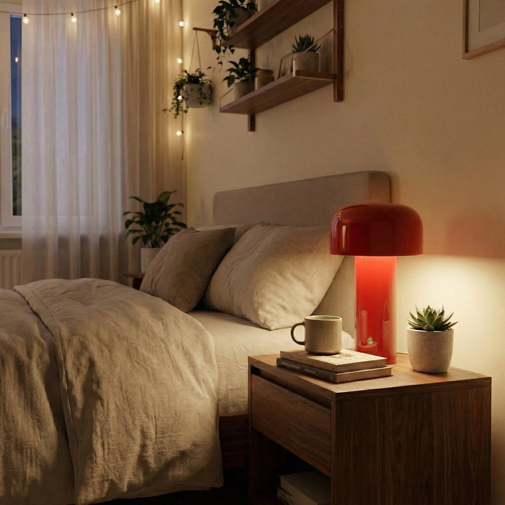 Lampada da tavolo a LED con design a fungo e base in metallo, alta 12 pollici | Rosalyssa