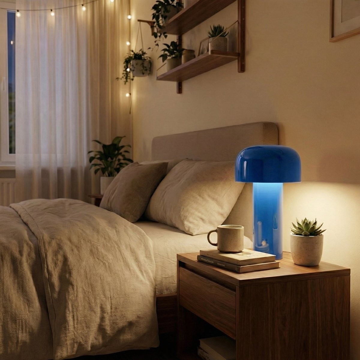Lampada da tavolo a LED con design a fungo e base in metallo, alta 12 pollici | Rosalyssa