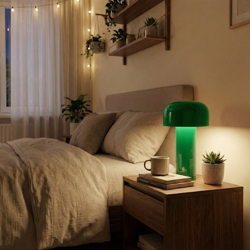 Lampada da tavolo a LED con design a fungo e base in metallo, alta 12 pollici | Rosalyssa