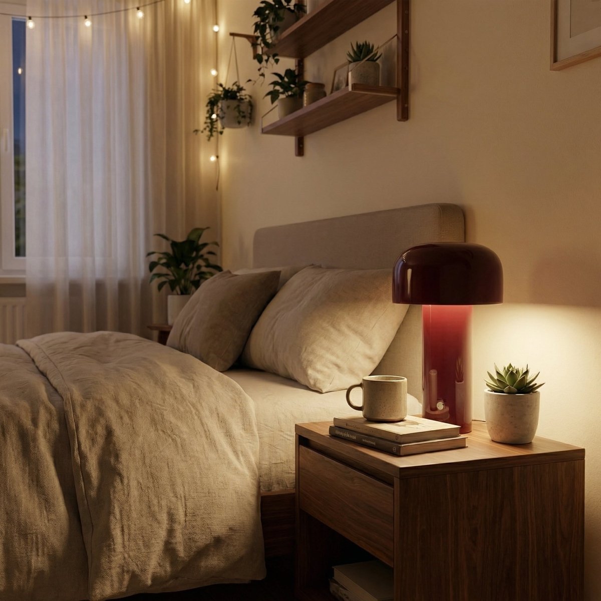 Lampada da tavolo a LED con design a fungo e base in metallo, alta 12 pollici | Rosalyssa