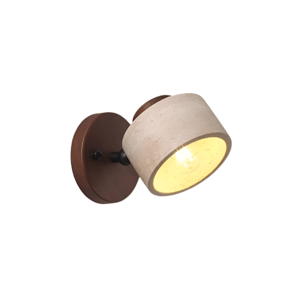 מנורת קיר LED עם גליל טרוורטין מינימליסטי ובסיס עץ | רוזליסה