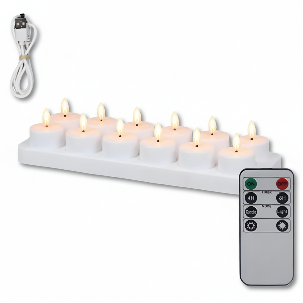 USB Rechargeable Flameless LED Candle Set With Remote Timer