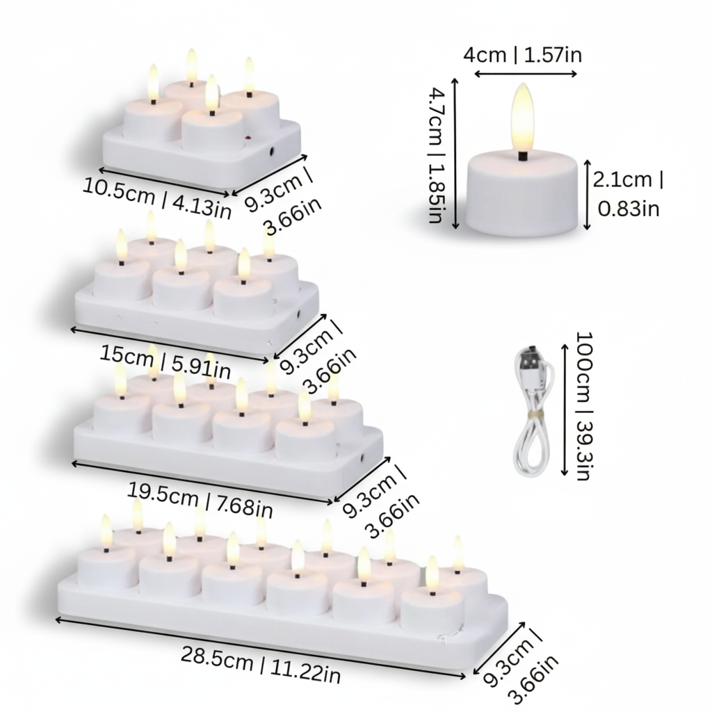USB Rechargeable Flameless LED Candle Set With Remote Timer