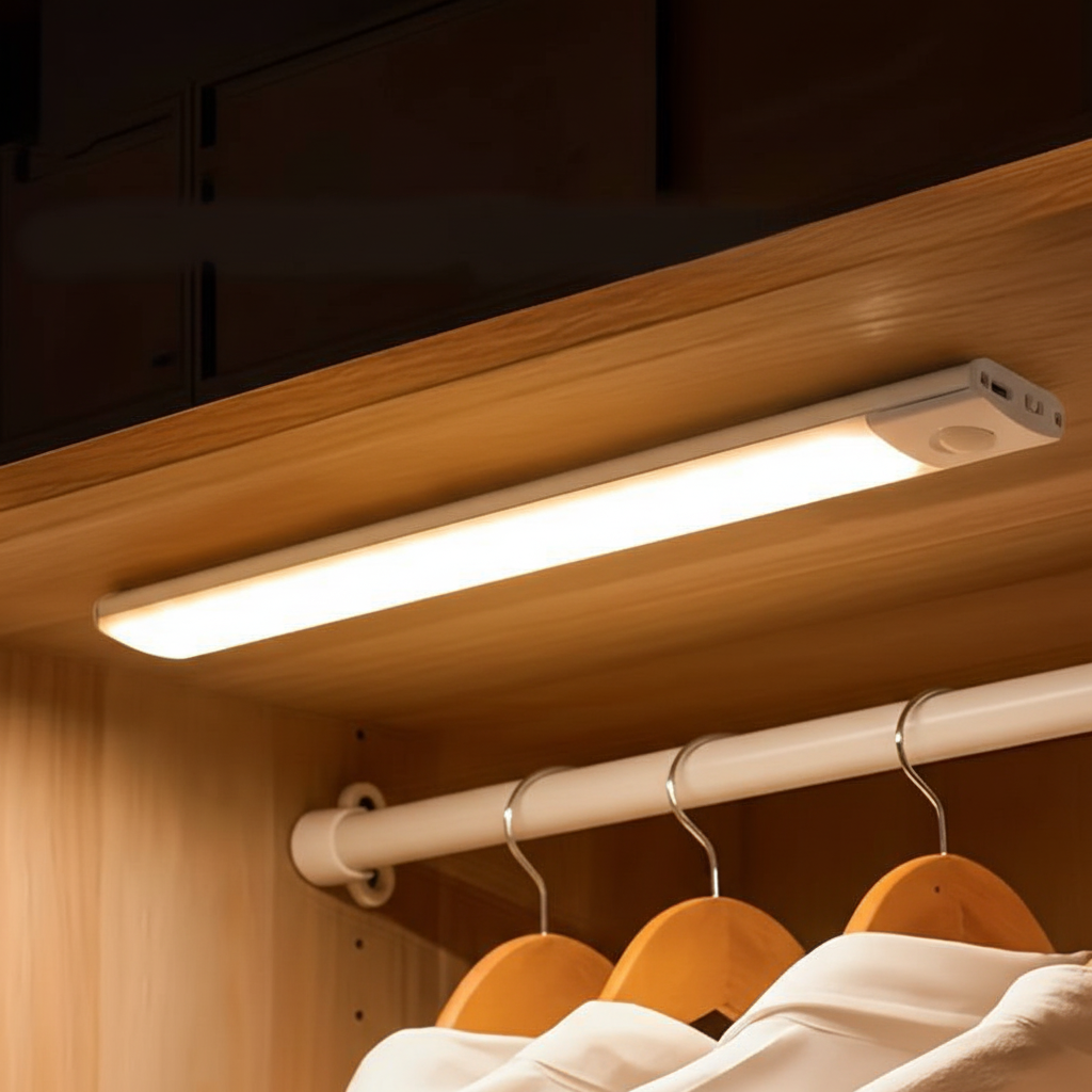 Luz nocturna inalámbrica recargable con sensor de movimiento y adhesivo