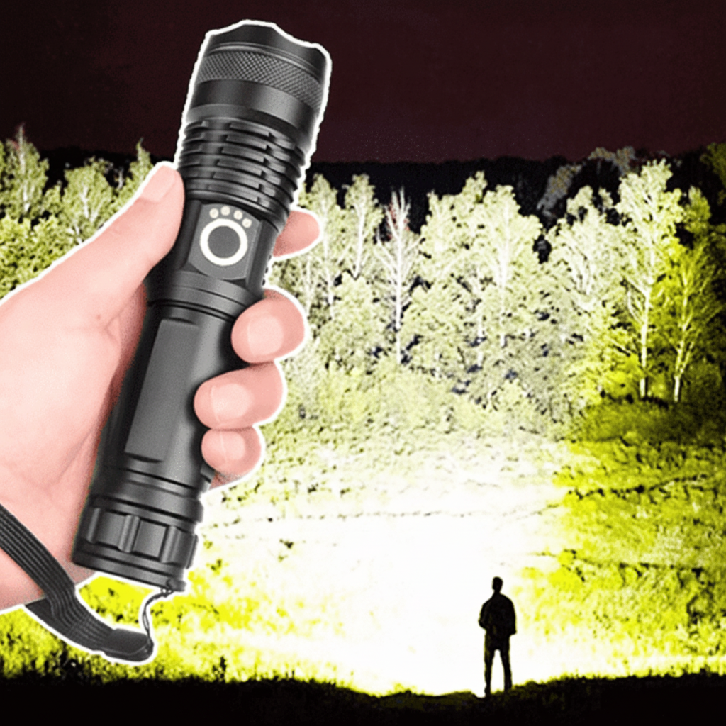 Rechargeable LED Flashlight For Tactical Use And Camping, High Lumens