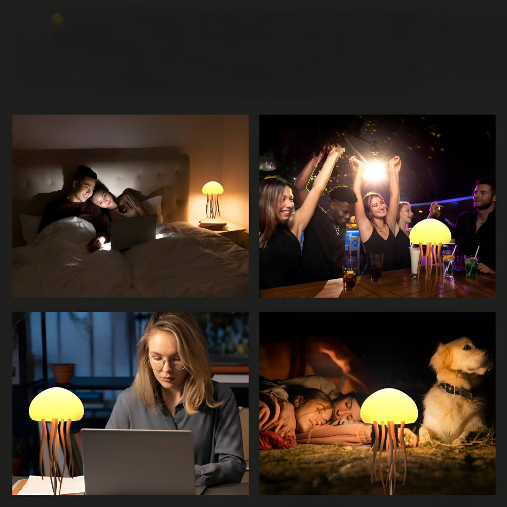 LED medúzové světlo pro klidnou atmosféru noční dekorace