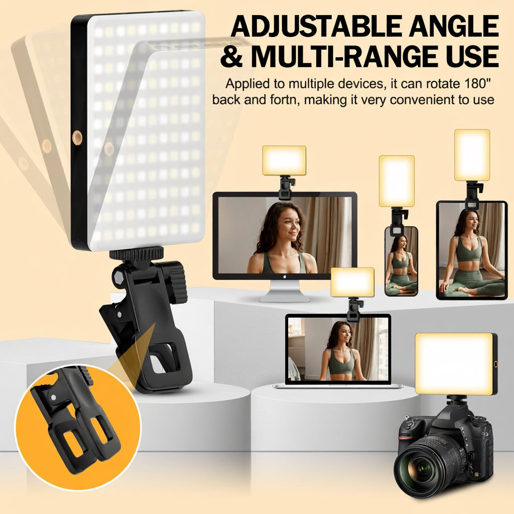 Clip-On LED Selfie Light For Phone With Adjustable Brightness And Color Temperature