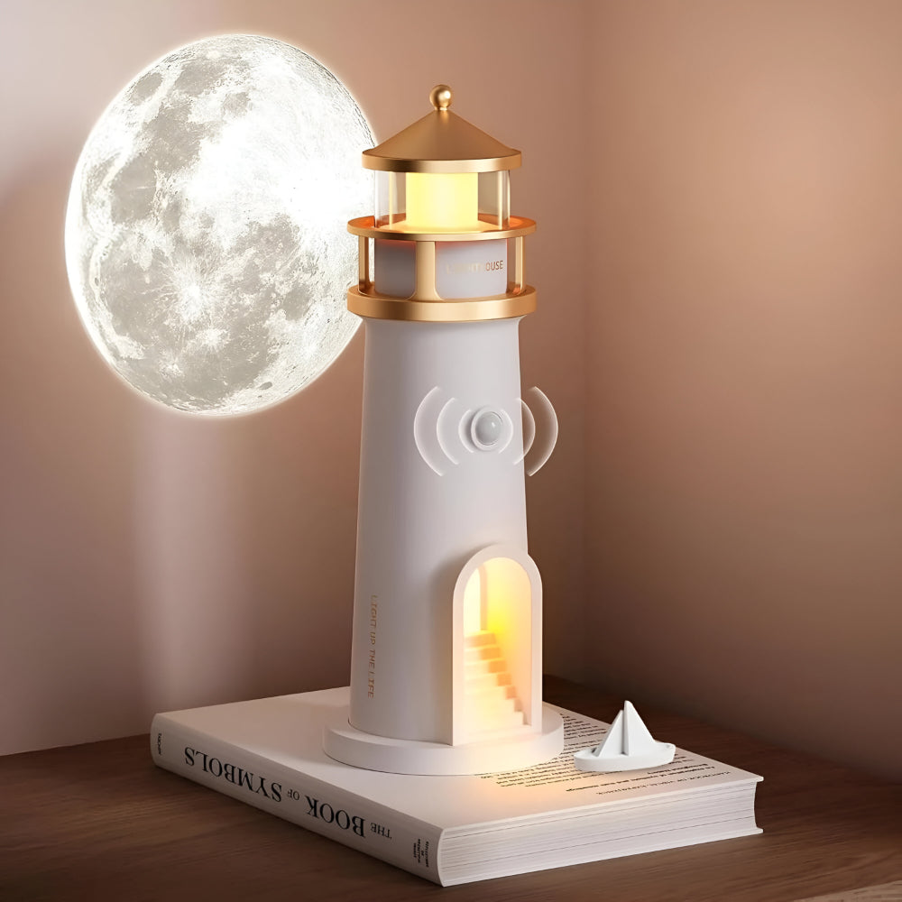 LED Lighthouse Night Light With Projection For Bedroom Decor