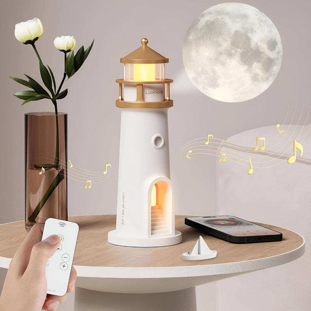 LED Lighthouse Night Light With Projection For Bedroom Decor