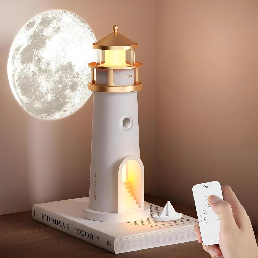 LED Lighthouse Night Light With Projection For Bedroom Decor