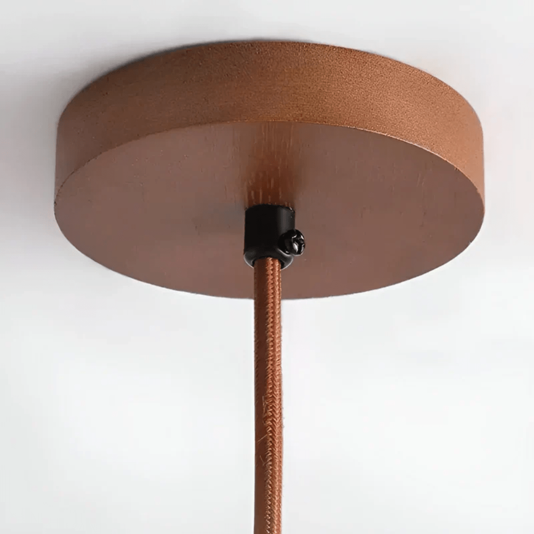 CalmStone LED Retro Plafondlamp Met Hout En Steen Voor Een Rustige Sfeer