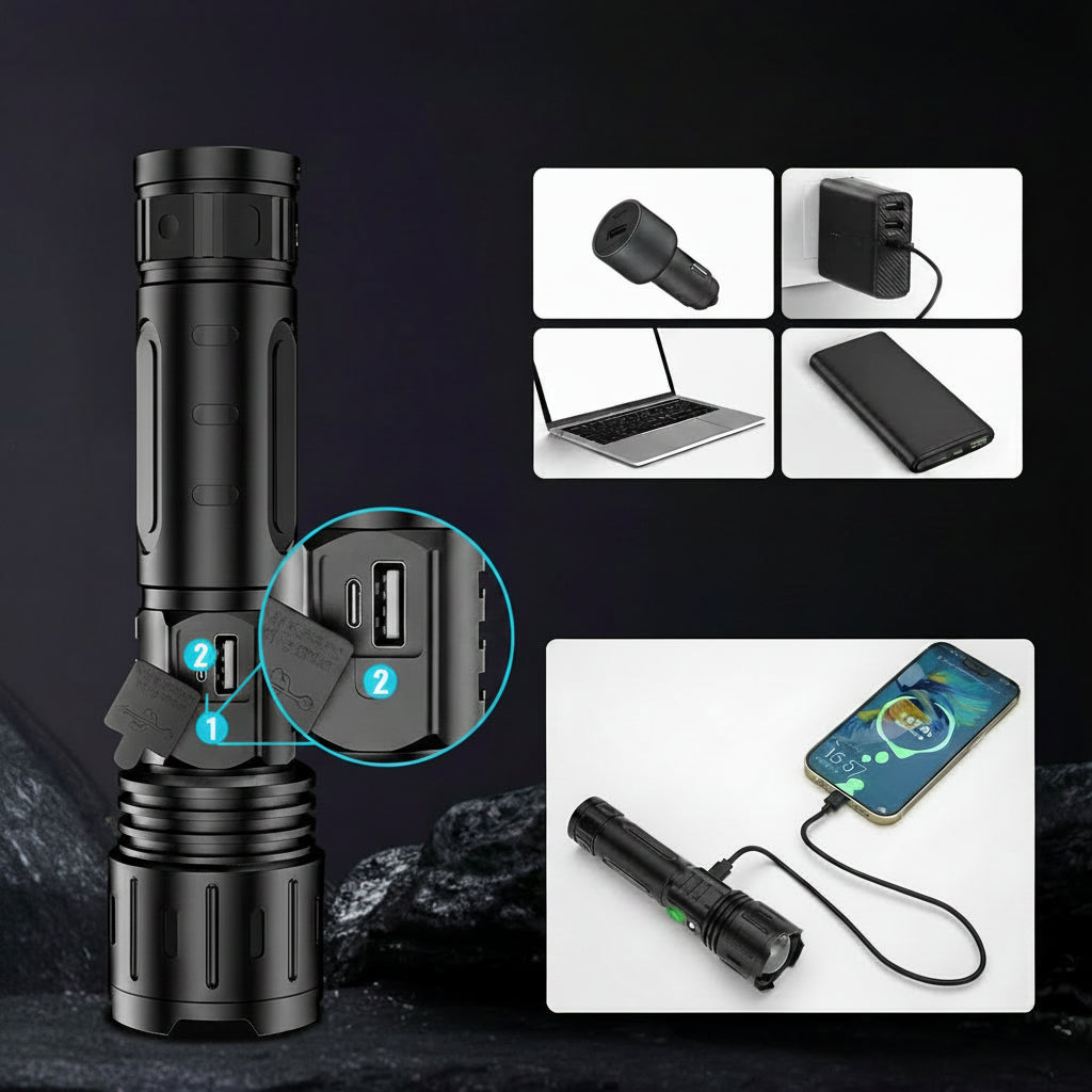 Rechargeable LED Tactical Flashlight Waterproof Torch