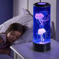 LED Jellyfish Table Lamp With Color Display In Clear Cylinder Decor