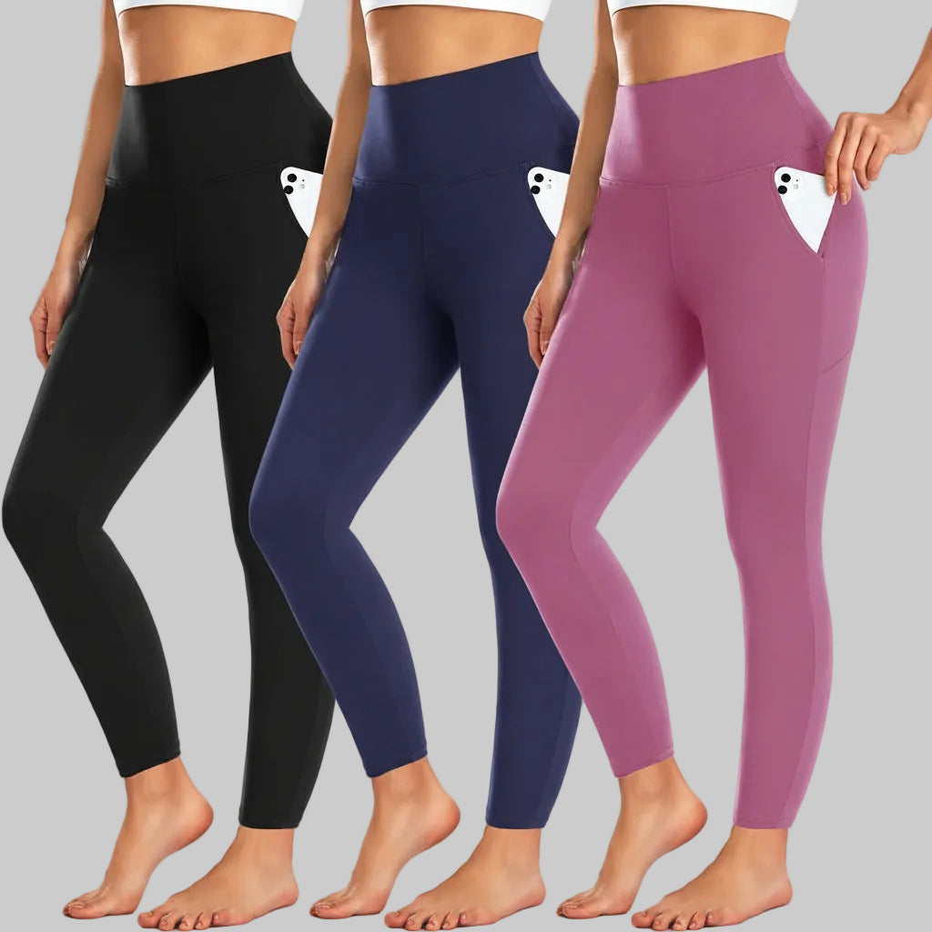 Leggings invernali a vita alta con tasche per l'uso quotidiano