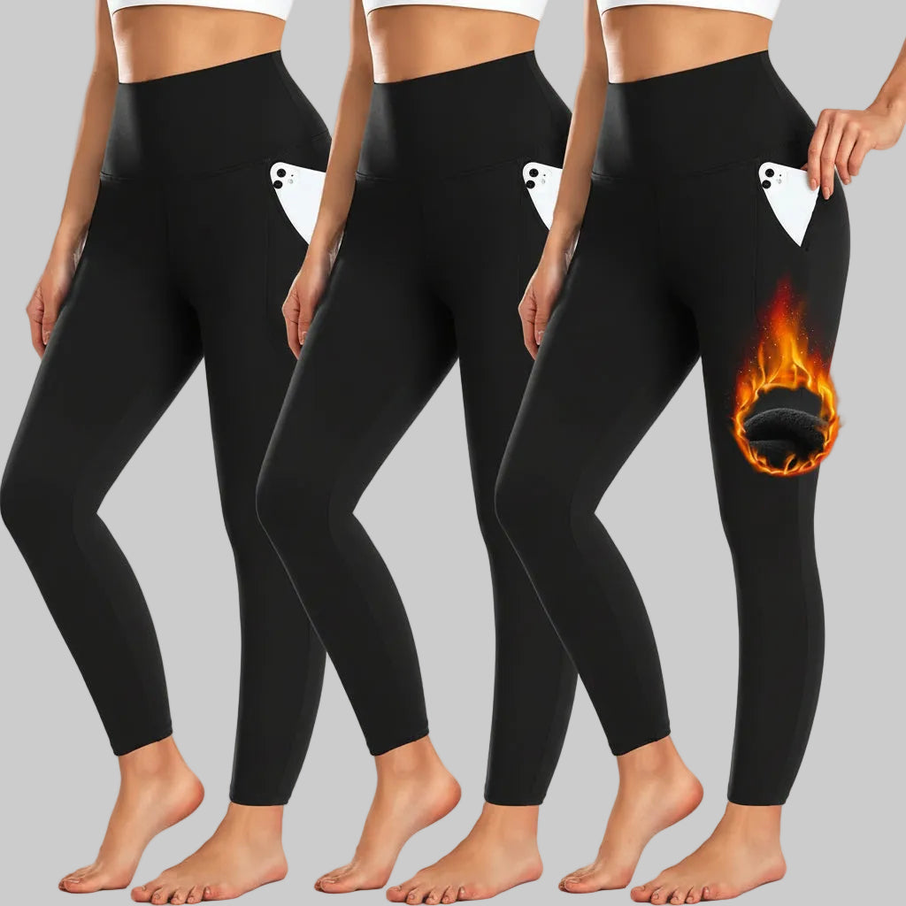 Leggings invernali a vita alta con tasche per l'uso quotidiano